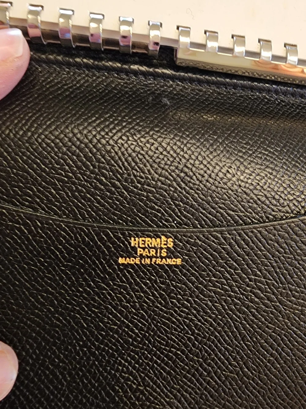 black leather Hermès agenda cover With COA